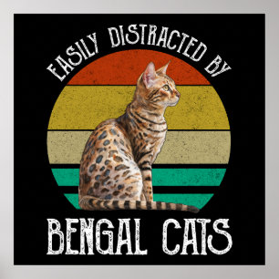 Poster Fácil Distração Por Gatos De Bengala