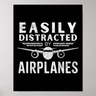 Poster Facilmente Distraída Por Aviões Em Aviação Funny L
