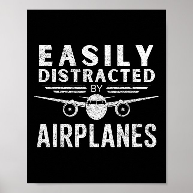 Poster Facilmente Distraída Por Aviões Em Aviação Funny L (Frente)
