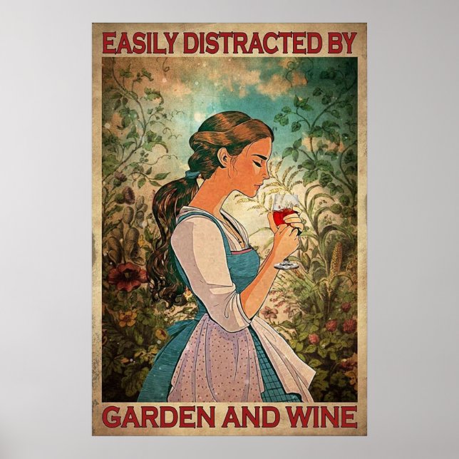 Poster Facilmente distraída por vinhas de jardim e vinha (Frente)