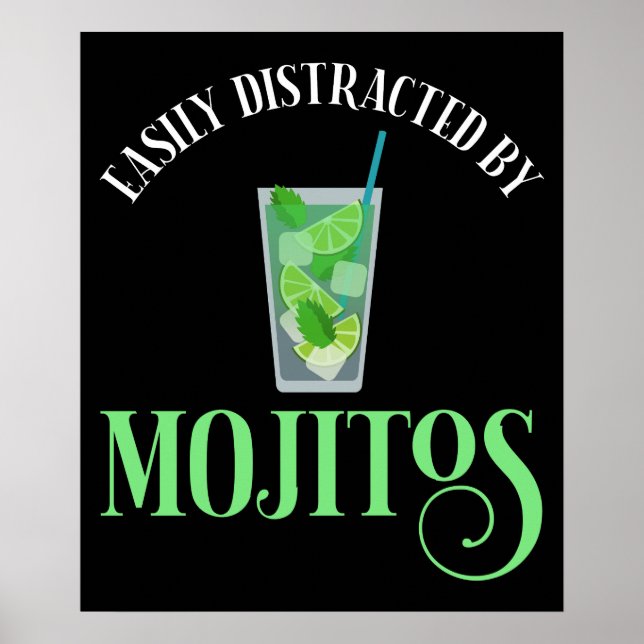 Poster Facilmente Distraído Por Mojitos (Frente)
