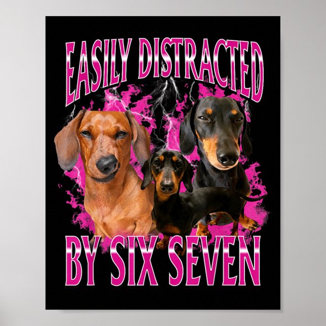Poster Facilmente Distraído Por Seis Sete 67 Meme Dachshu (Frente)