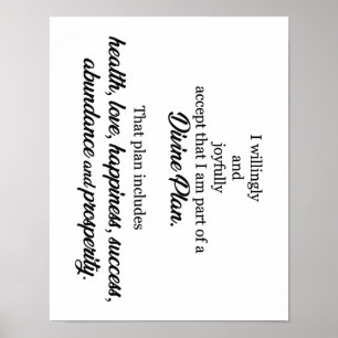 Poster Faço parte de um plano divino, afirmações posit