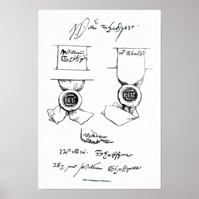 Poster Facsimiles of William Shakespeare's signature (Frente)