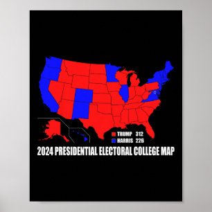 Poster Faculdade Eleitoral Presidencial Mapa EUA Trump Ha