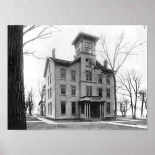 Póster Faculdade velha, Evanston, construído em 1855