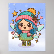 Fada Adorável do Inverno Arte Fantasia Kawaii Past