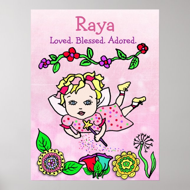 Poster Fada Amada Personalizada, Abençoada e Adorada (Frente)