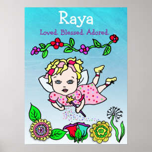 Poster Fada Amada Personalizada, Abençoada e Adorada