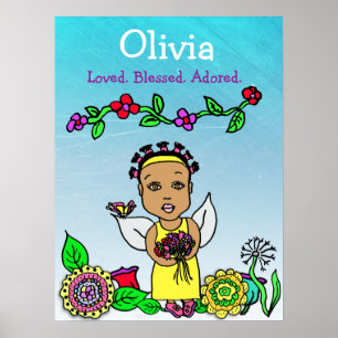 Poster Fada Amada Personalizada, Abençoada e Adorada