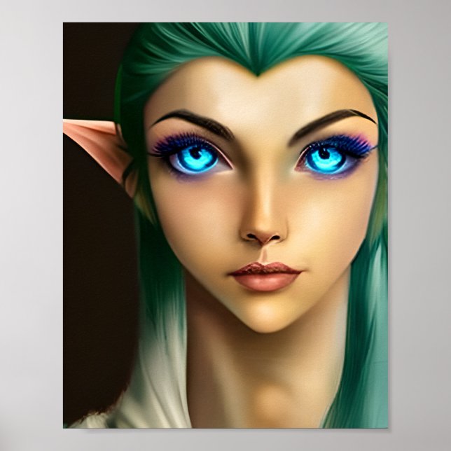 Poster Fada Azul Linda de Olhos Azuis (Frente)