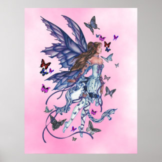 Poster Fada borboleta rosa