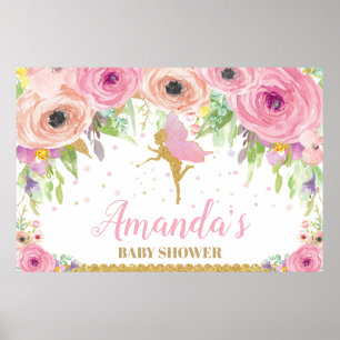 Poster Fada Chá de fraldas - Banner Floral Baby Girl