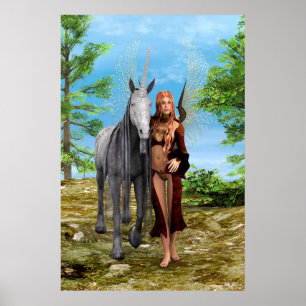 Poster Fada com Unicórnio