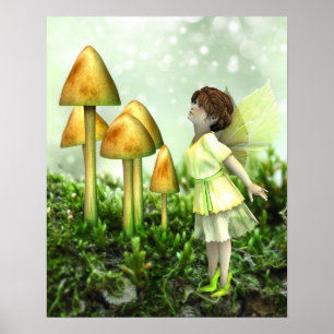 Poster Fada Curiosa - Fada e Toadstools