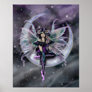 Poster Fada da Lua Lavanda na Arte Fantástica da Lua Cres
