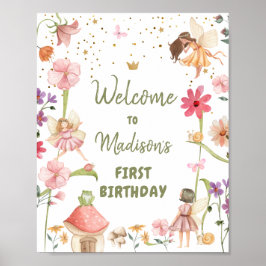 Poster Fada de Aniversário Bem-vinda à Garota Florestal E