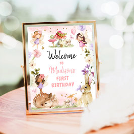 Poster Fada de Aniversário Bem-vinda à Garota Florestal E