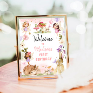Poster Fada de Aniversário Bem-vinda à Garota Florestal E
