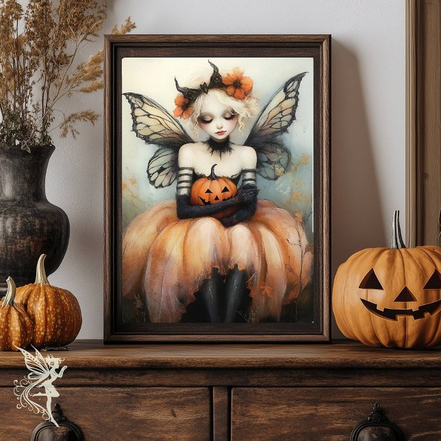 Poster Fada de Dia das Bruxas com Pumpkin Fantasy Art (Criador carregado)