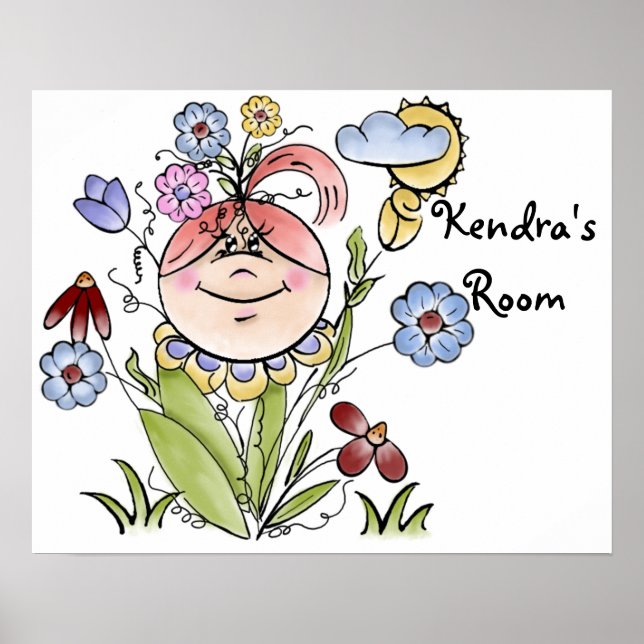 Poster Fada de Jardim de Flores Personalizadas Fofa (Frente)