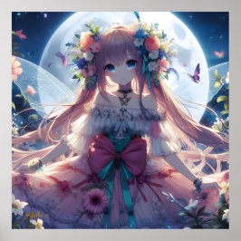 Poster Fada de Lua de Flor de Animação