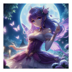 Póster Fada de Lua de Lua de Violeta da Menina de Anime