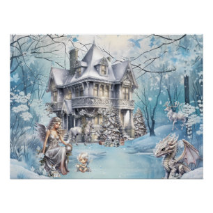 Póster Fada de Natal Mágica e Whimsical