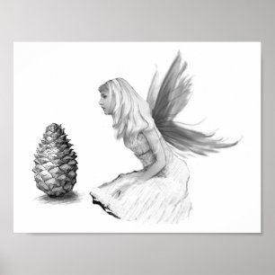 Poster Fada de pinheiro com pinheiro Cone