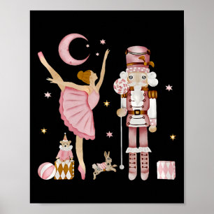 Poster Fada do Açúcar Rosa Retrô Quebra-Nozes Natal C