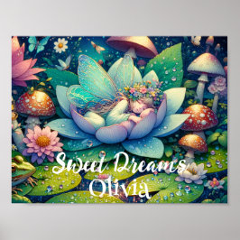Poster Fada Dormindo em uma Flor Conto Personalizado