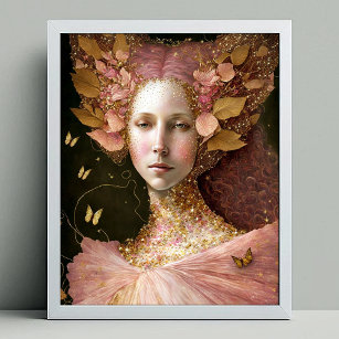 Poster Fada Dourada rosa Fada Fae Fantasy Art