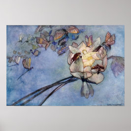 Poster Fada e borboletas de flores por Warwick Goble