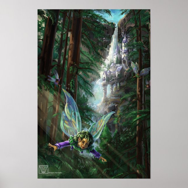 Póster Fada e Castles Fantasy Art (Frente)
