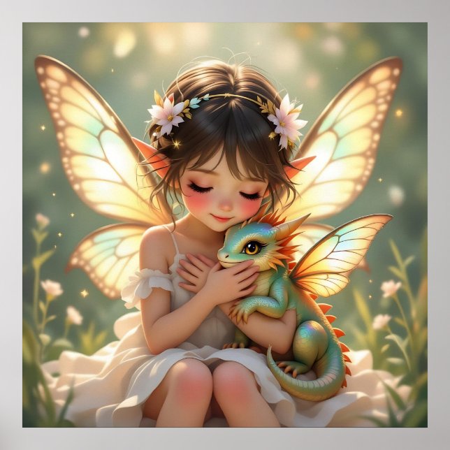 Poster Fada e Dragão | Chibi Conto de Fadas Anime (Frente)