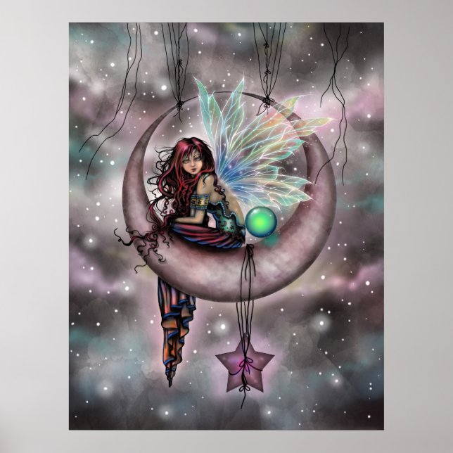 Poster Fada Electra Fae na Lua Arte Fantasia (Frente)