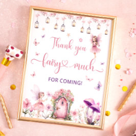 Poster Fada Encantada Floresta Aniversário Obrigado