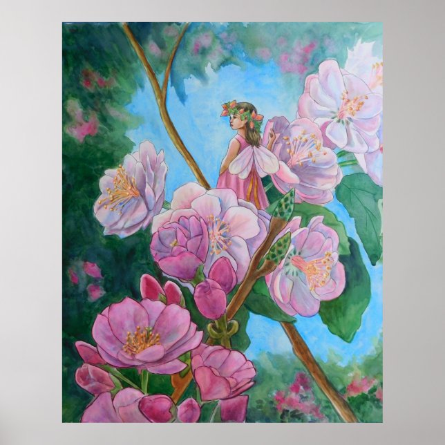 Poster Fada entre as flores de cerejeira (Frente)