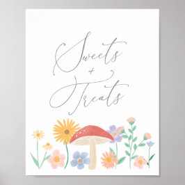 Poster Fada Floral Rapariga Doce de Aniversário e Sinal d