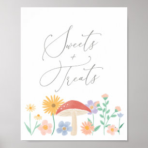 Poster Fada Floral Rapariga Doce de Aniversário e Sinal d