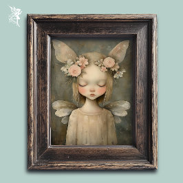 Poster Fada Floral Sonhadora em Arte de Parede Vintage Pa