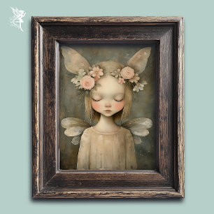 Poster Fada Floral Sonhadora em Arte de Parede Vintage Pa
