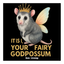 Fada Godpossum Gambá Fofo com Coroa e Asas
