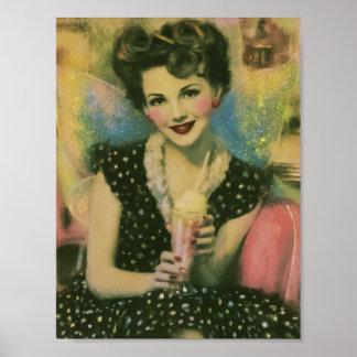 Poster Fada Linda dos Anos 1950 na Sorveteria