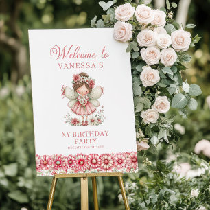 Poster Fada Mágica Fofa Pastel Rosa 3 Aniversário Bem-vin