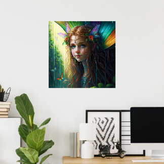 Poster Fada Menina Arco-Íris Fantasia