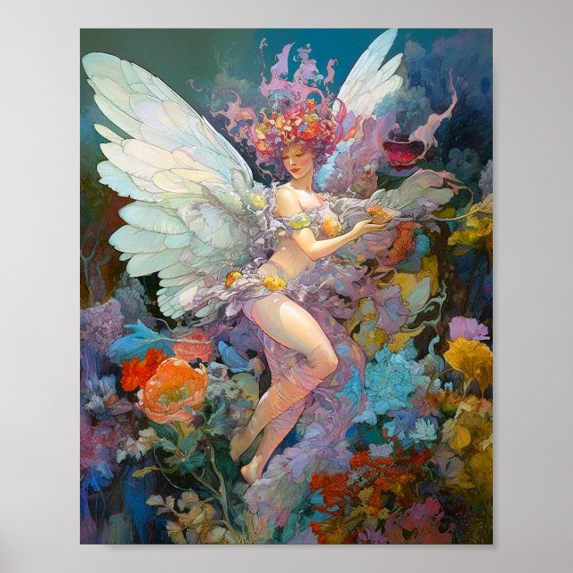 Poster Fada Mulher Em Flores Fantasia Art (Frente)