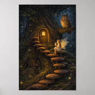 Poster Fada na Escadaria de Cogumelo-Casa da Árvore Encan