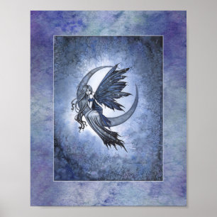 Poster Fada na Lua Crescente Arte Fantástica por Molly H