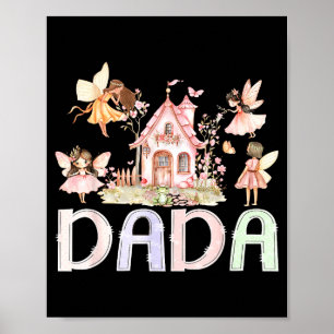 Poster Fada Papai Mágico Floral Aniversário Menina Conto